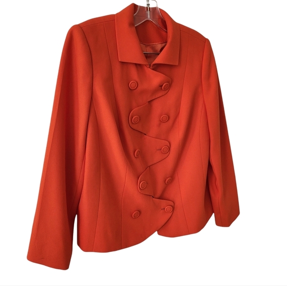 Orange Aysemetrical Closure Blazer - Picture 5 of 6
